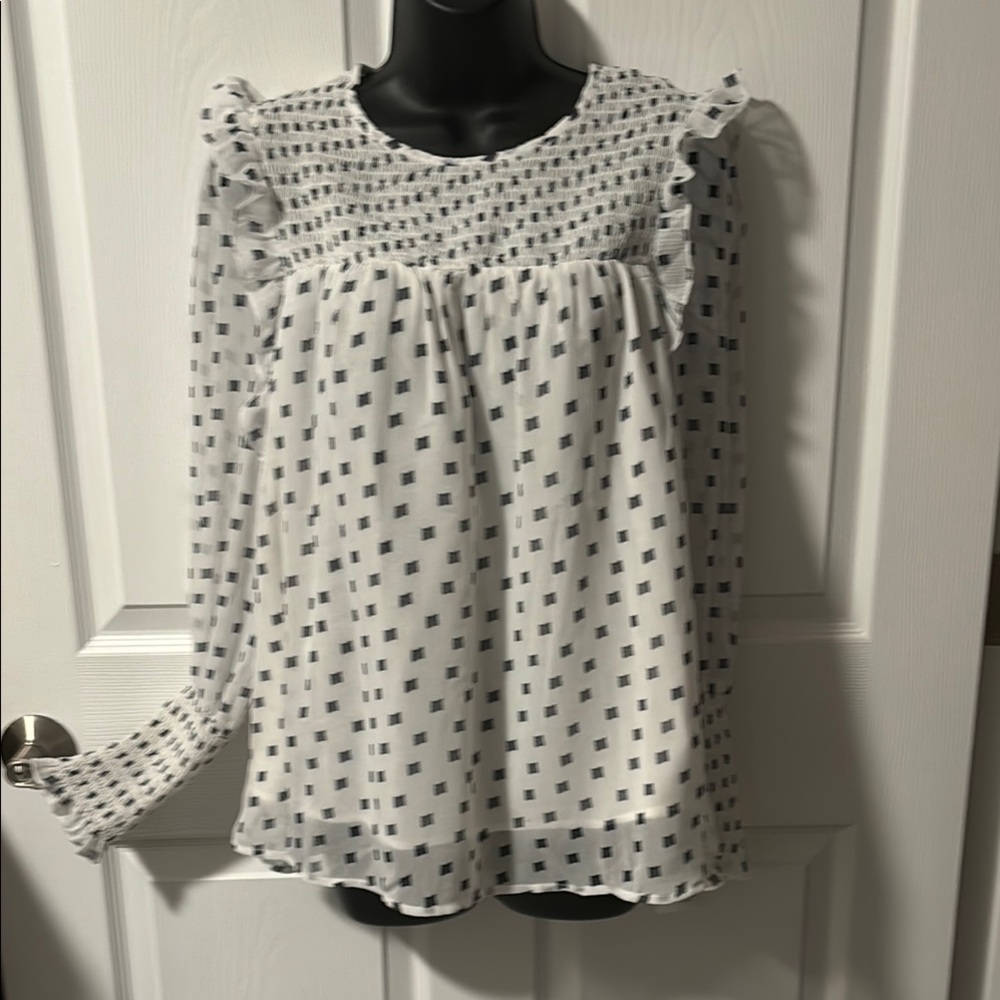 White Puff Sleeve Blouse with Peter Pan Collar
